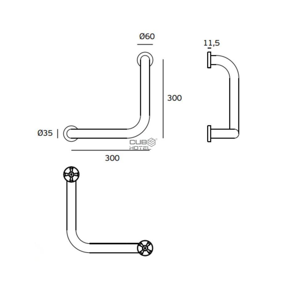 Wall Grab Bar 300x300 mm