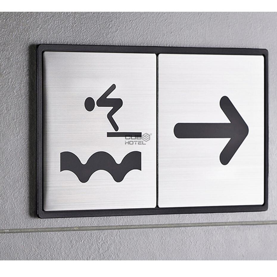 Double pictogram sign with ABS support and hidden fixings - 315 x 165mm