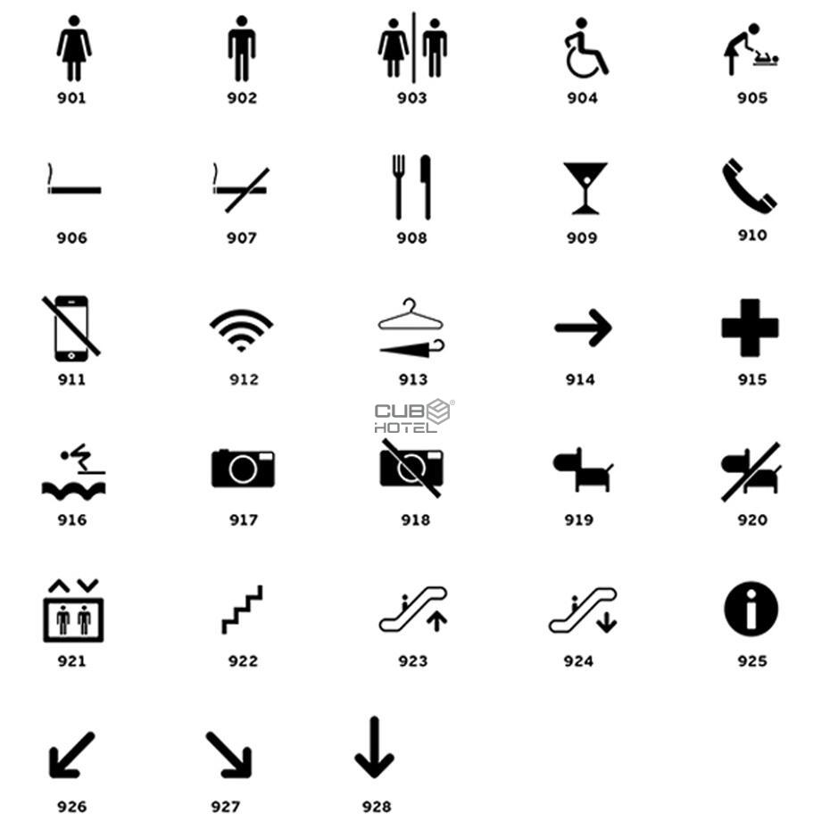 Simple pictogram sign with ABS support and hidden fixings - 165 x 165mm