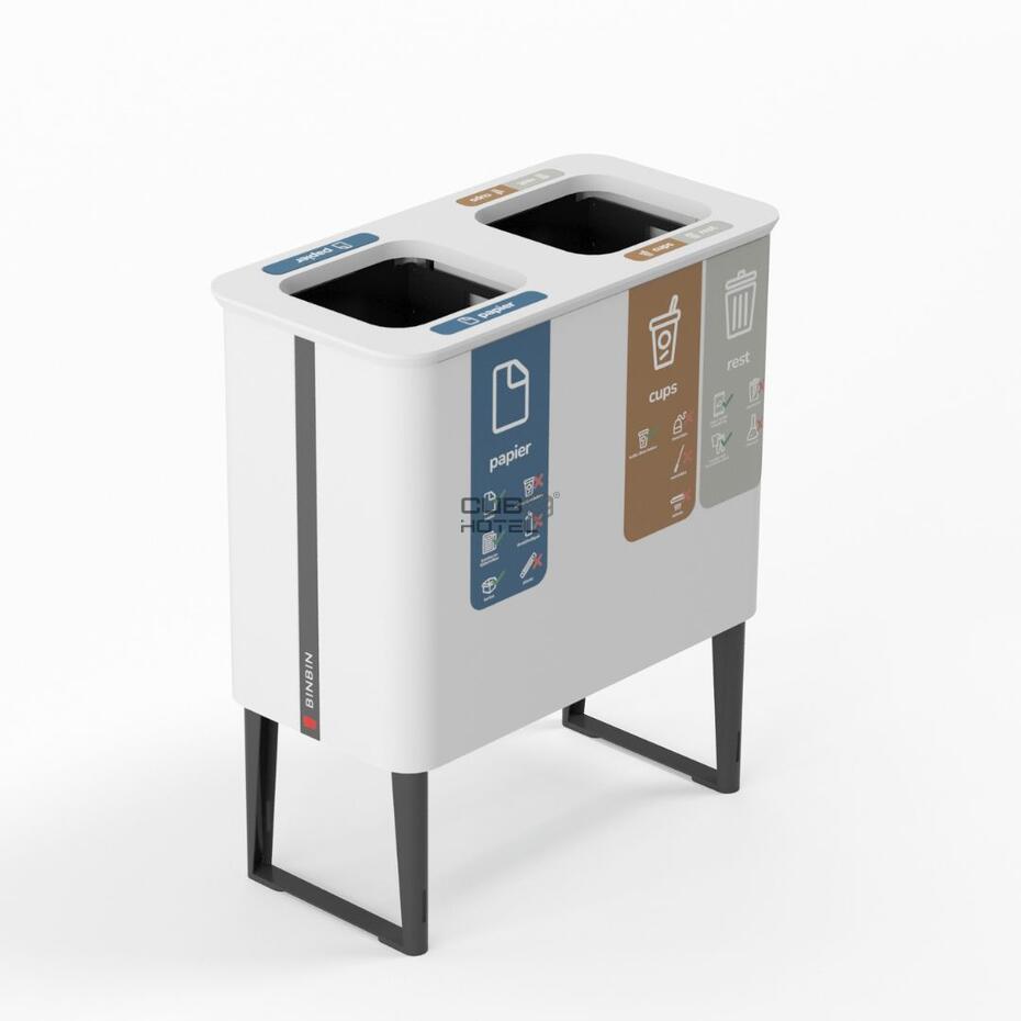 Recycling bin 2x40L White/Bamboo