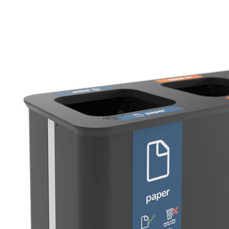 Recycling bin 3x60L Black/Bamboo