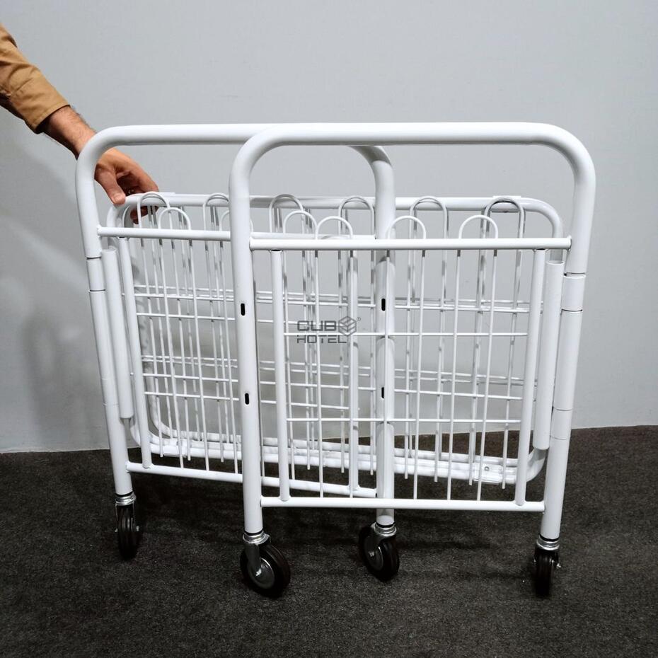Carro de Lavandería Plegable de Acero con Ruedas Giratorias 80x52cm