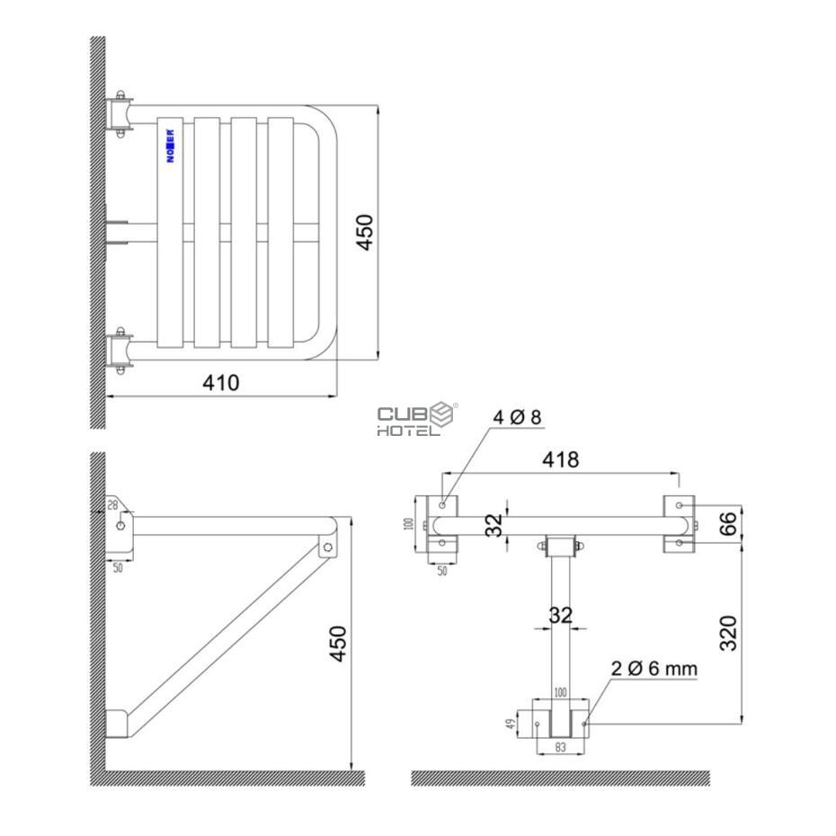 Asiento de Baño Plegable Acero Inoxidable