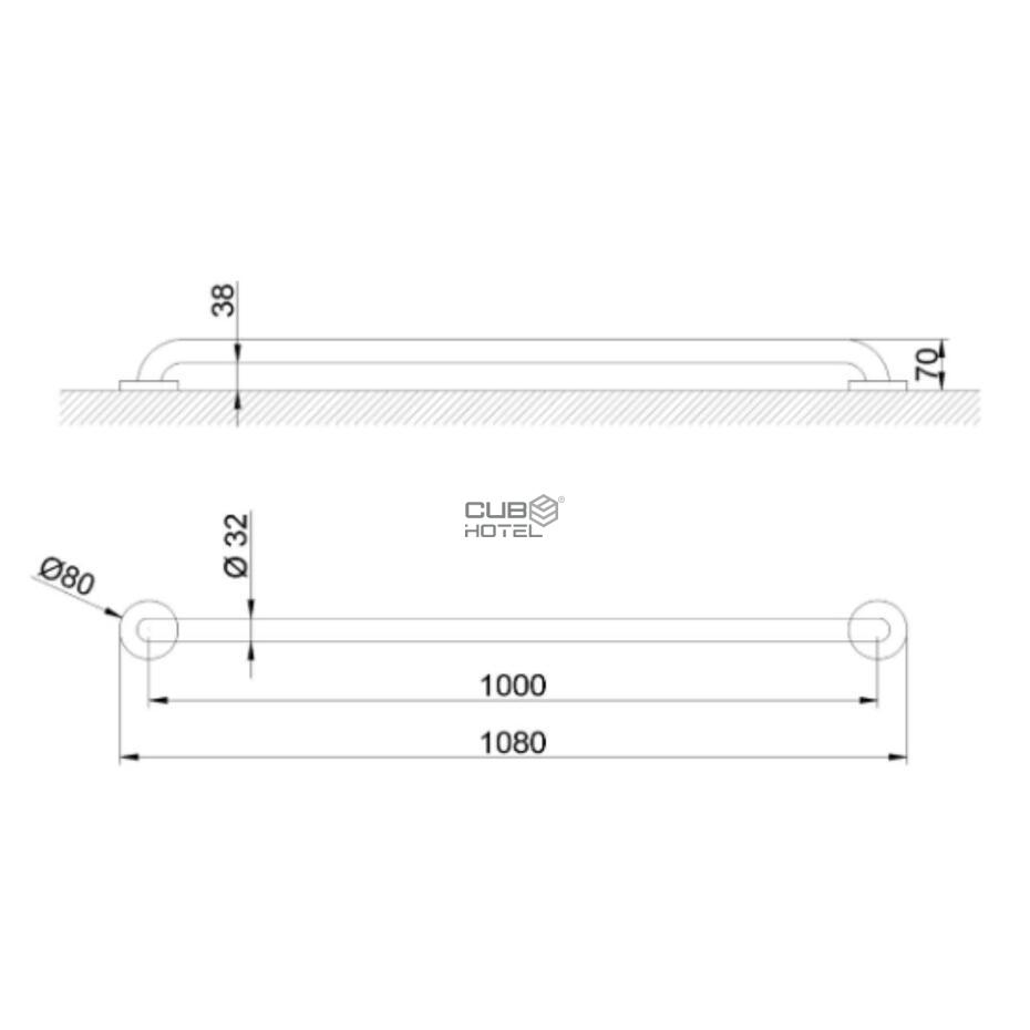 Barra de Apoyo Inox Satinado 100cm