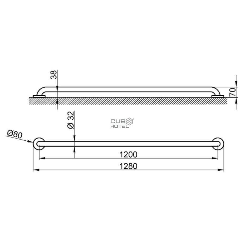 Barra de Apoio 120cm Aço Inox