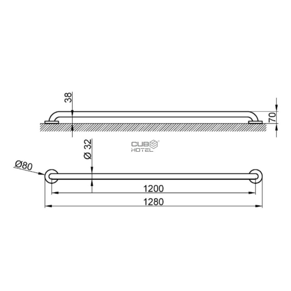 Barra de Apoyo Inox Satinado 120cm