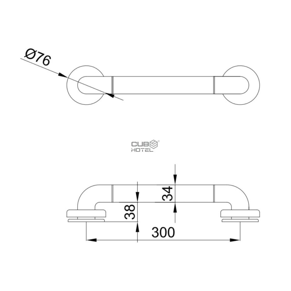 Straight Grab Bar Aluminium-Nylon 30 Cm