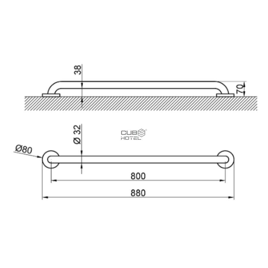 Brushed Stainless Steel Support Bar 80cm