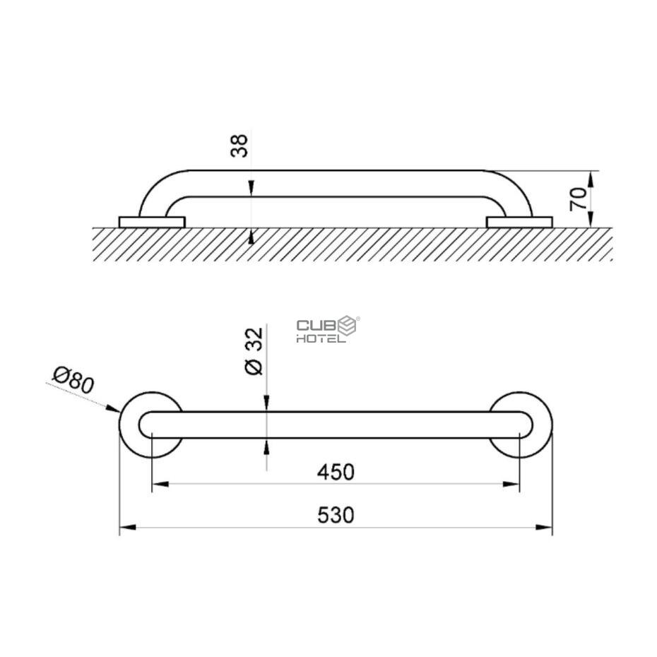 Gloss Stainless Steel Support Bar