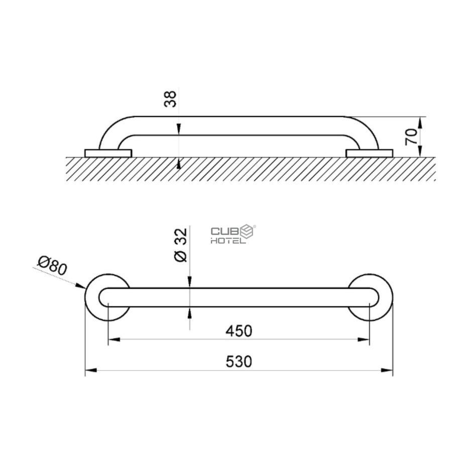 Stainless Steel Support Bar White