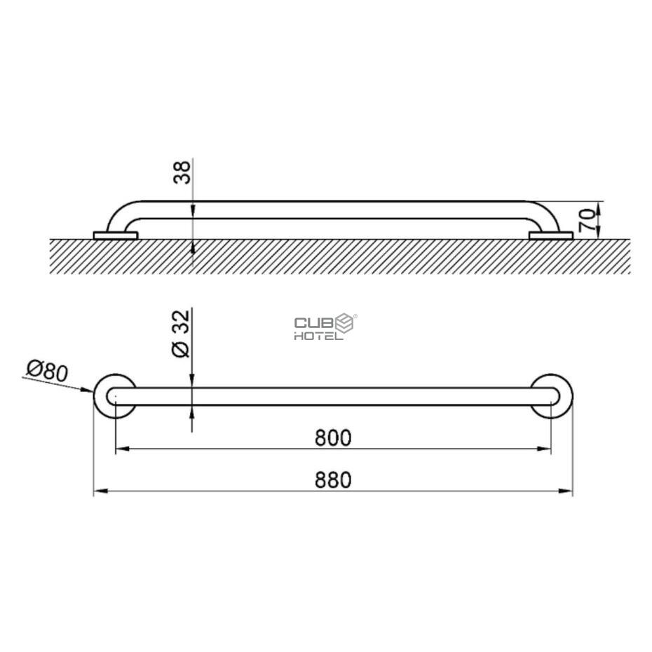Stainless Steel Support Bar White