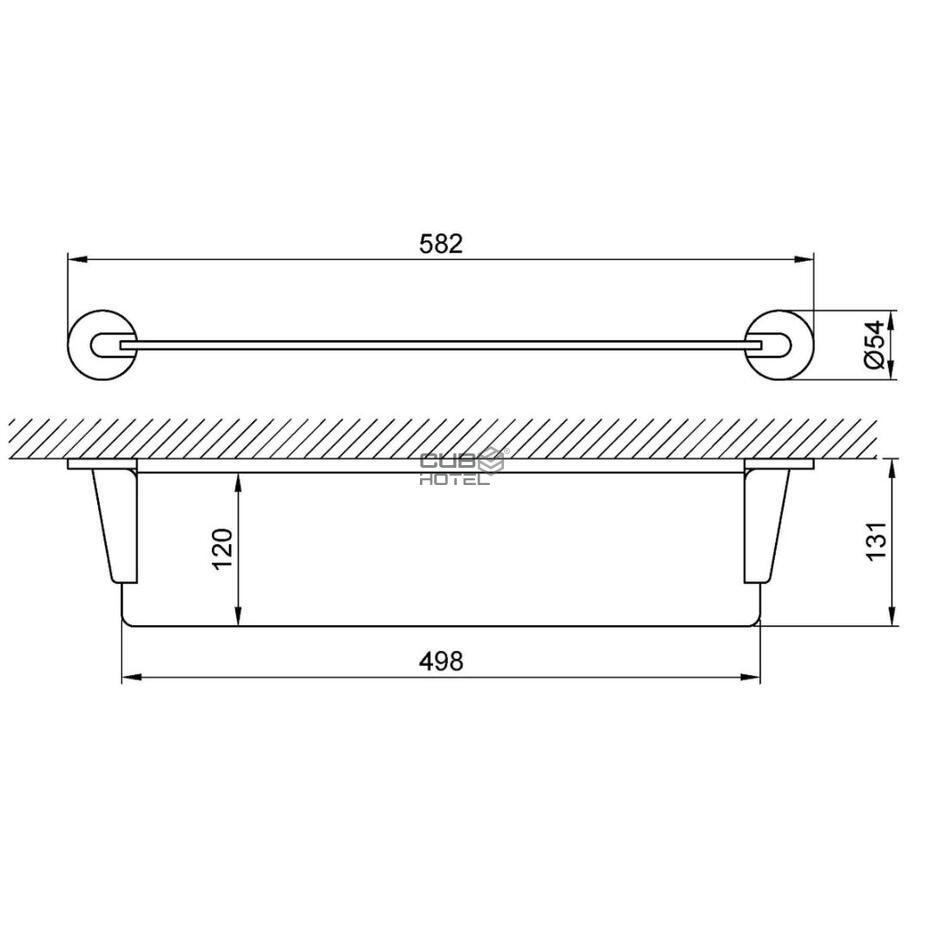 500 Mm Glass Utility Shelf With Polish Finished Zamac Suppor
