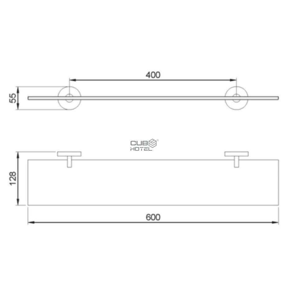 600 mm Satin Finished Stainless Steel Utility Shelf
