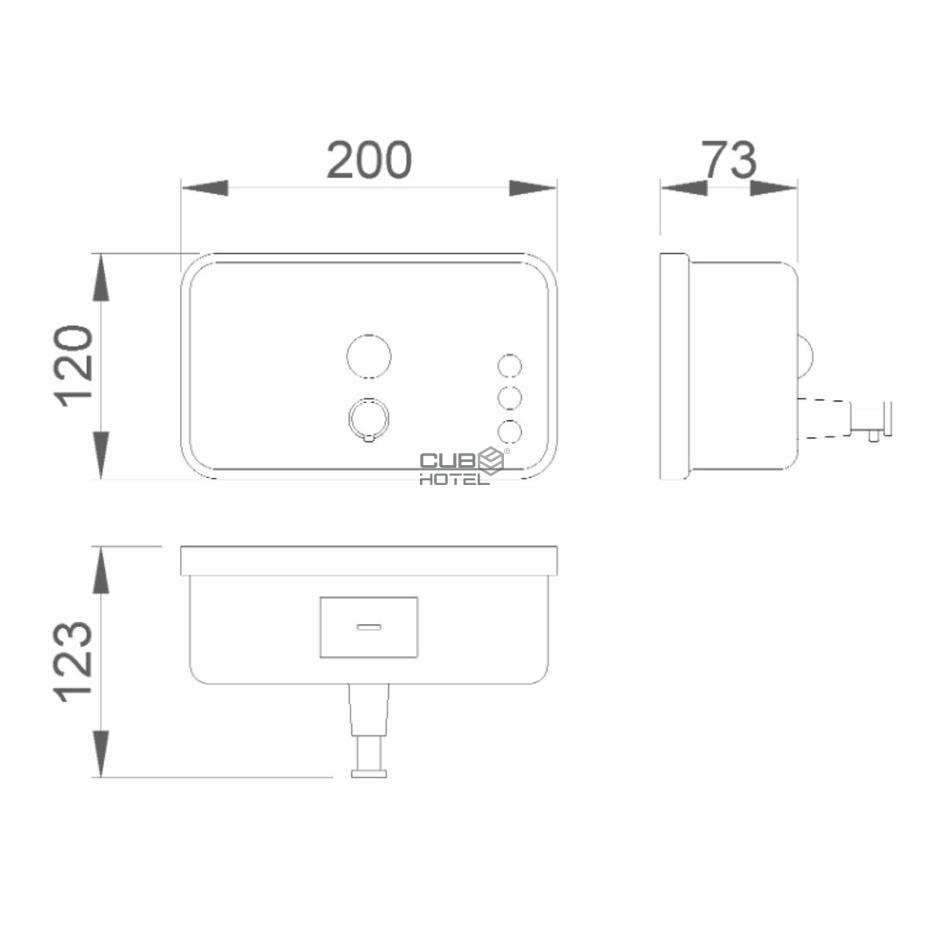 Horizontal Stainless Steel Soap Dispenser 1.2L ABS Tank