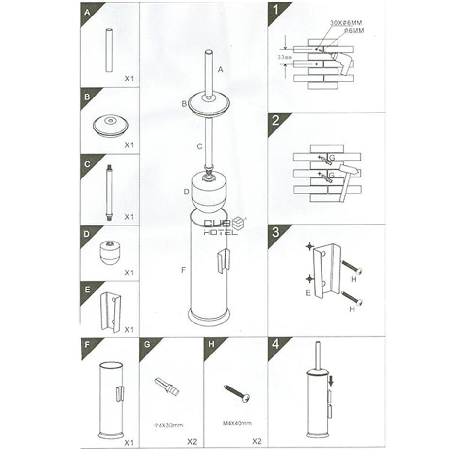 Polish Finished Stainless Steel Toilet Brush
