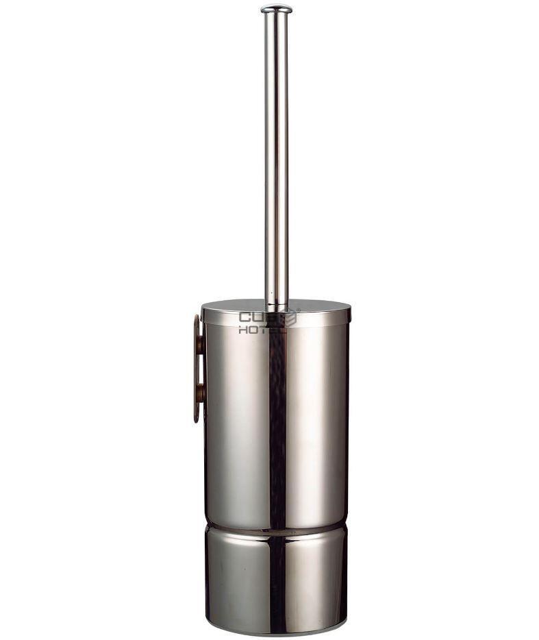 Brushed stainless steel wall-mounted toilet brush