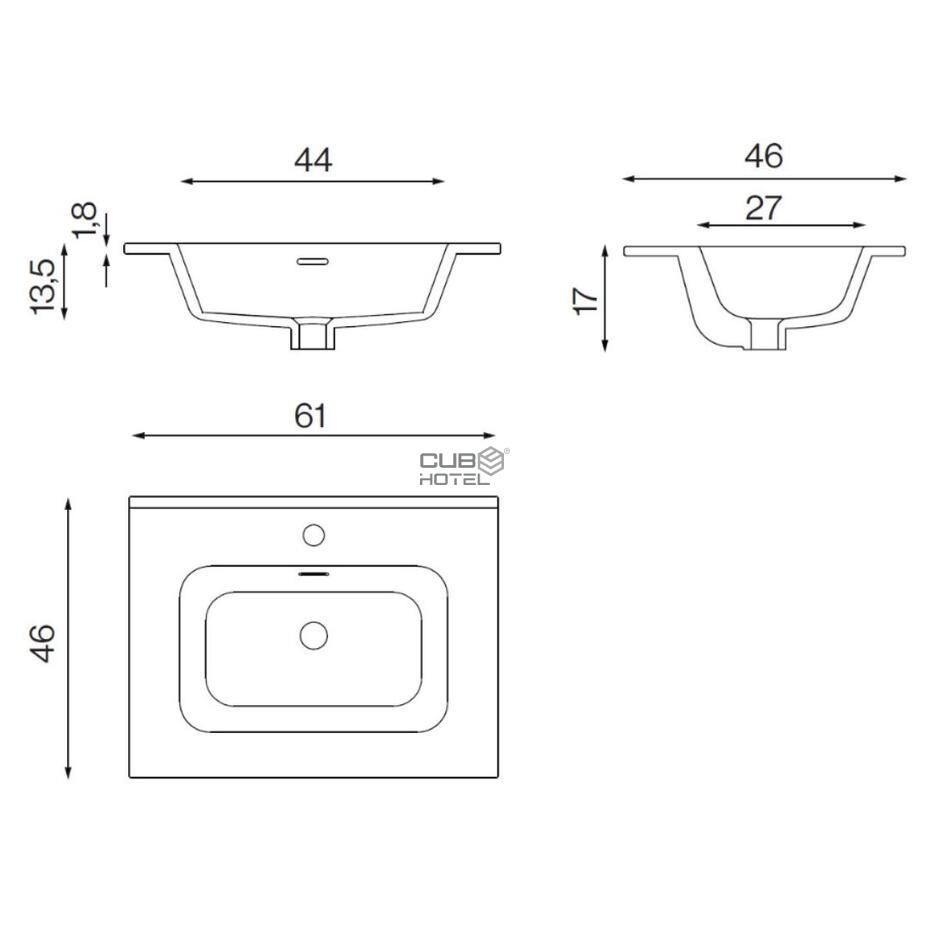 Ceramic Washbasin Volterra 61x46cm