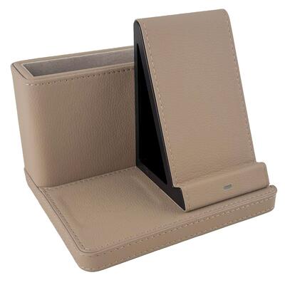 3-in-1 Charging Station with PU Leather Organizer