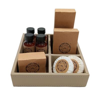 Amenities Tray in Sand Faux Leather