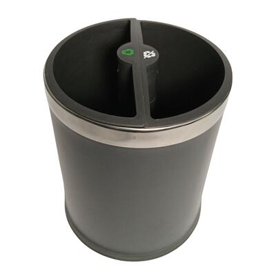 Double Bucket Hotel 10L Round Black with Recycling Separator
