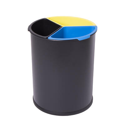 Black Hotel Recycling Bucket with Tabs 3x4.5L