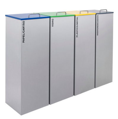 Ecopoint 4 Blocks with Lid Painted Steel Plate 4X45L