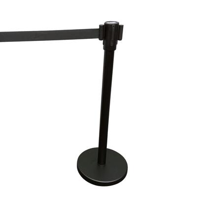 Black Queue Management Post with Black Belt