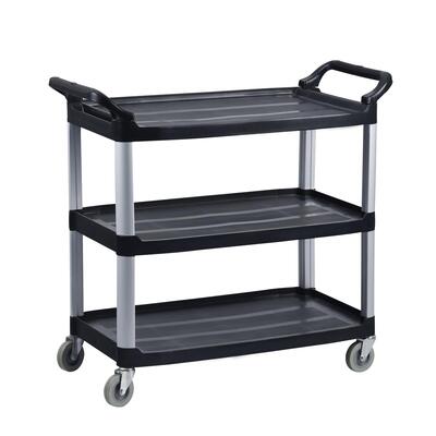 Carro catering preto  com 3 estantes