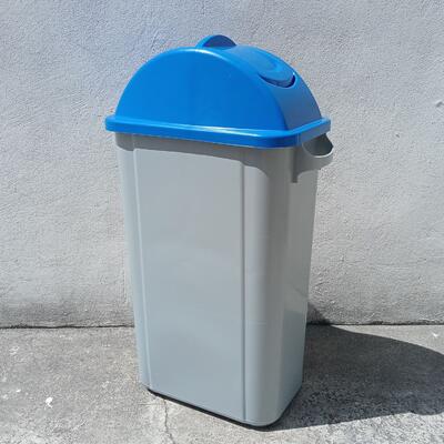 50L Recycling Bin with Blue Swing Lid in Polypropylene