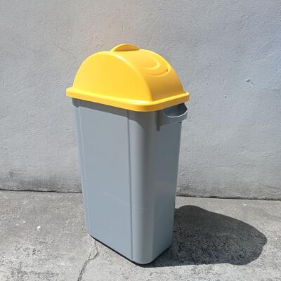 50L Recycling Bin with Yellow Swing Lid in Polypropylene