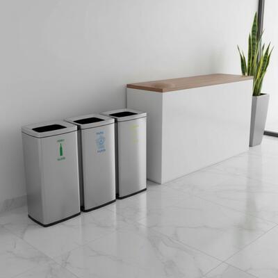 Fingerprint-Proof Stainless Steel Recycling Bin 3x30L
