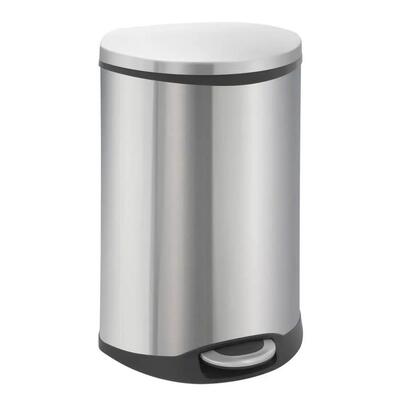 Cubo de Basura de Acero Inox Cepillado 50L con Pedal y Tapa de Cierre Suave