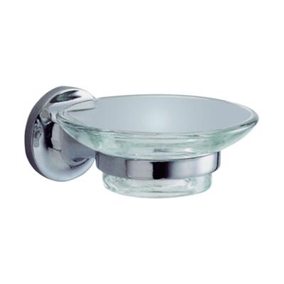 Glass Soap Dish With Polish Finished Zamac Support