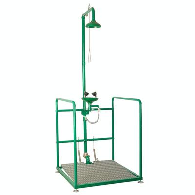 Emergency platform with shower and eye wash